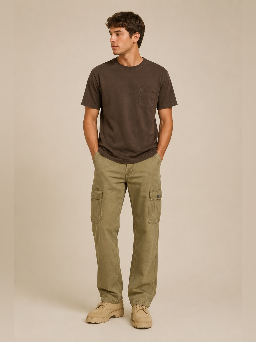 Wrangler Relaxed Fit Khaki‎ Cargo Pants Men’s 32x32 Stretch Utility